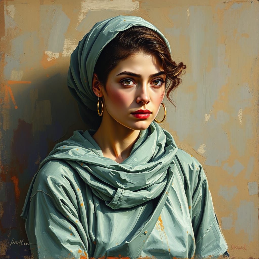 Woman Painted in Impasto Style