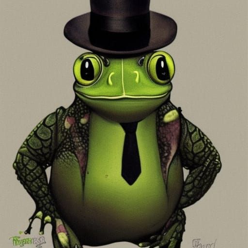 Frog Dressed as Gentleman in Cartoon Style
