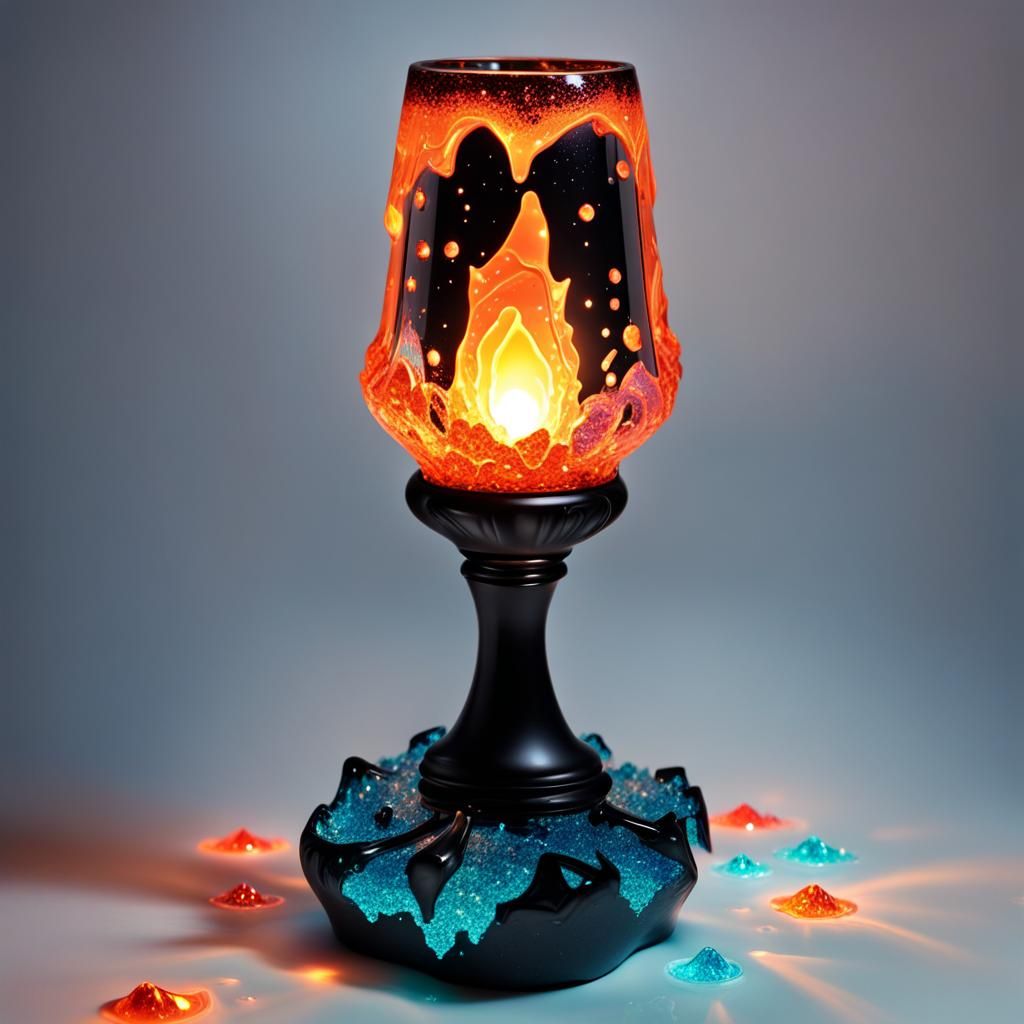 Chibi Crystal Lava Lamp with Flowing Lava