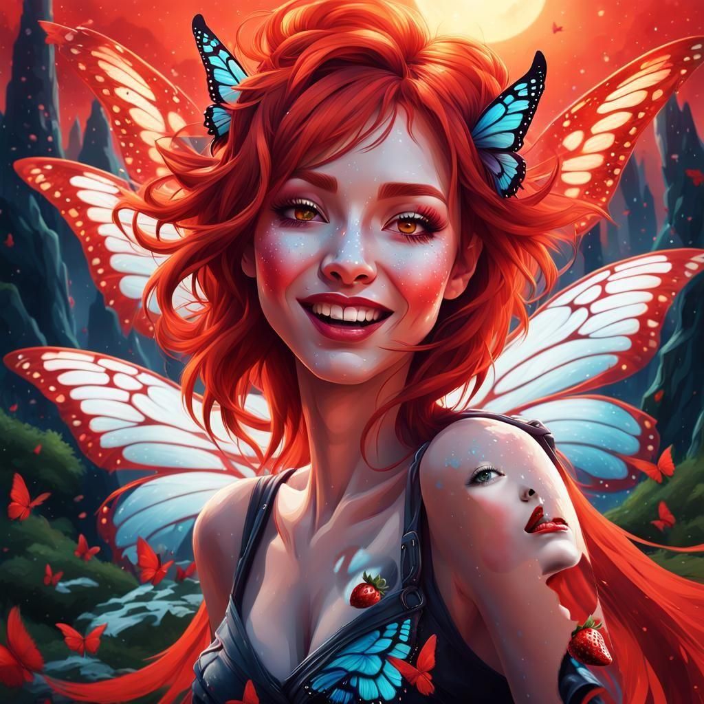 Woman Runs Through Crimson Forest, Tim Burton Style