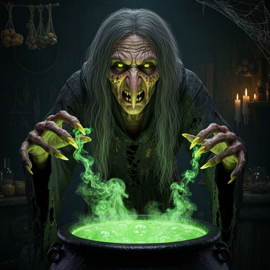 Photorealistic Horror Portrait of an Ancient Witch