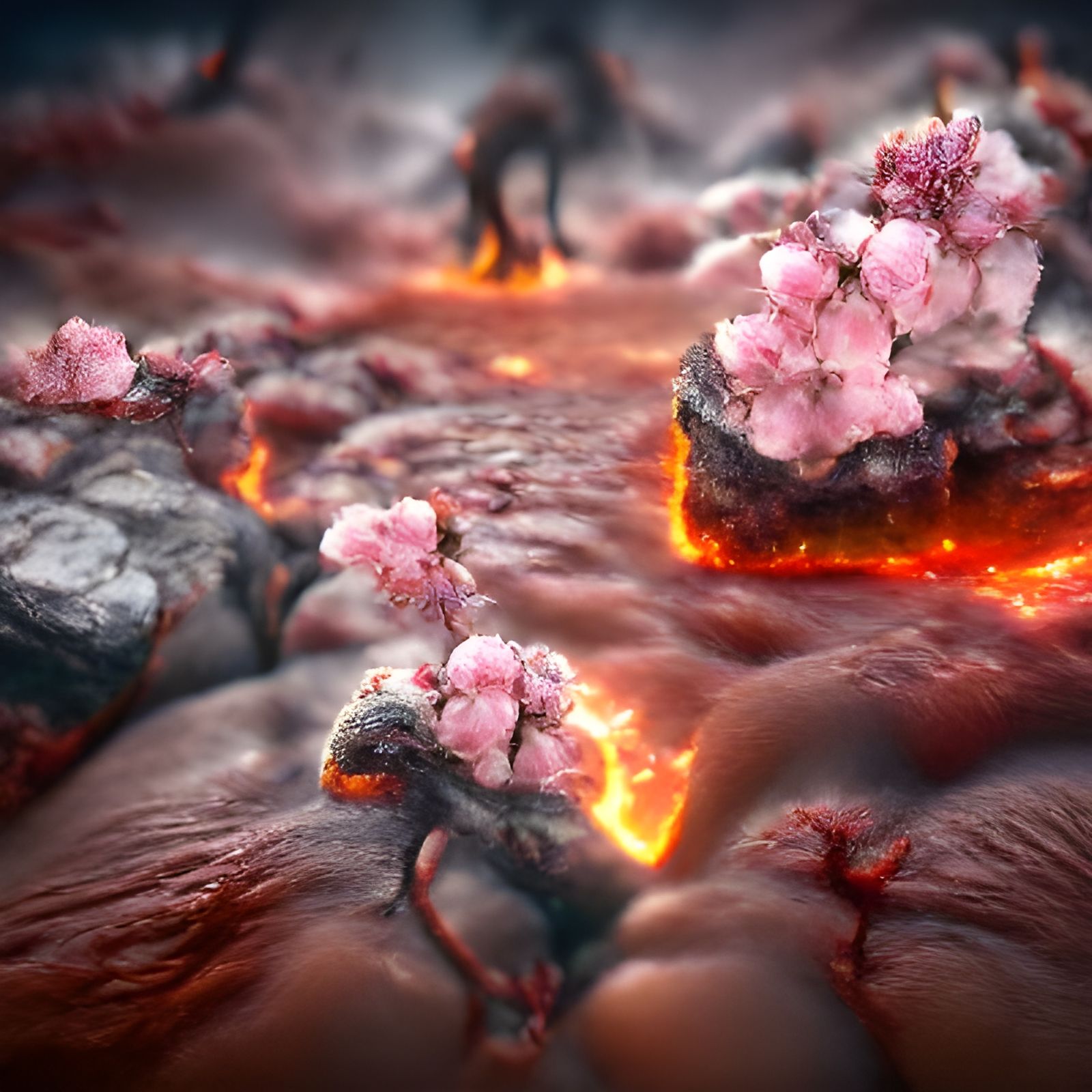 Cherry Blossoms in Hell: A Vray 8k Rendering