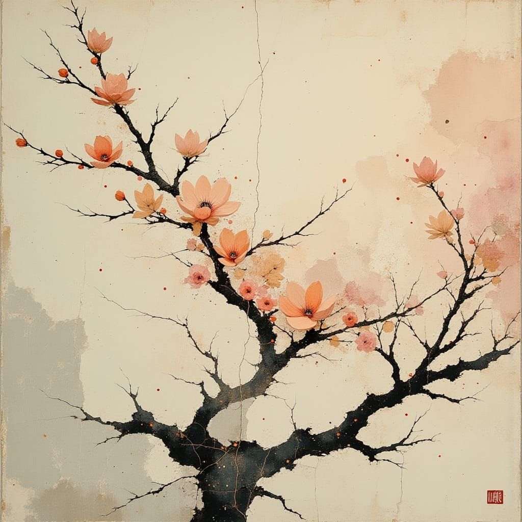Japanese Painting of Cherry Blossoms: Transience and Renewal