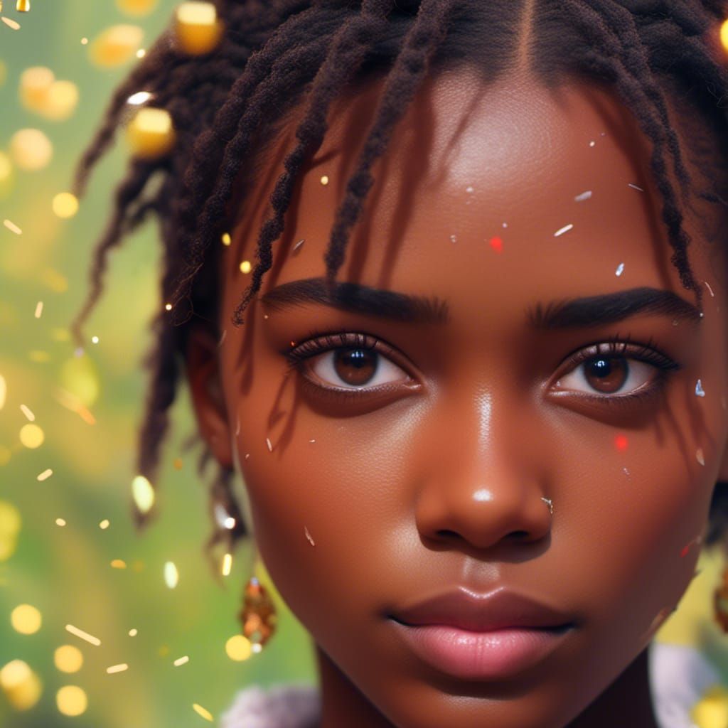 Beautiful Dark-Skinned Girl Portrait in Natural Lighting