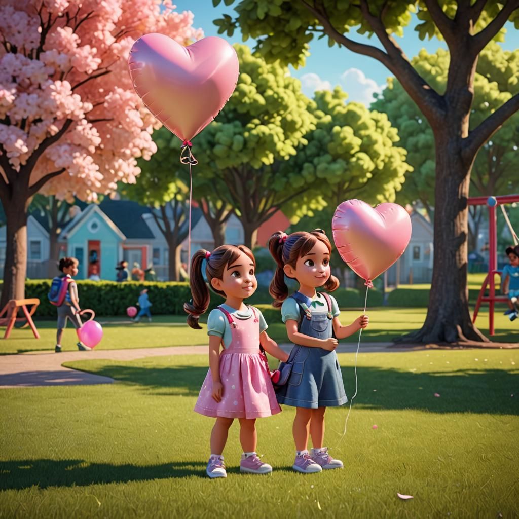 Toddler with Balloon in Pixar-Style 3D Render