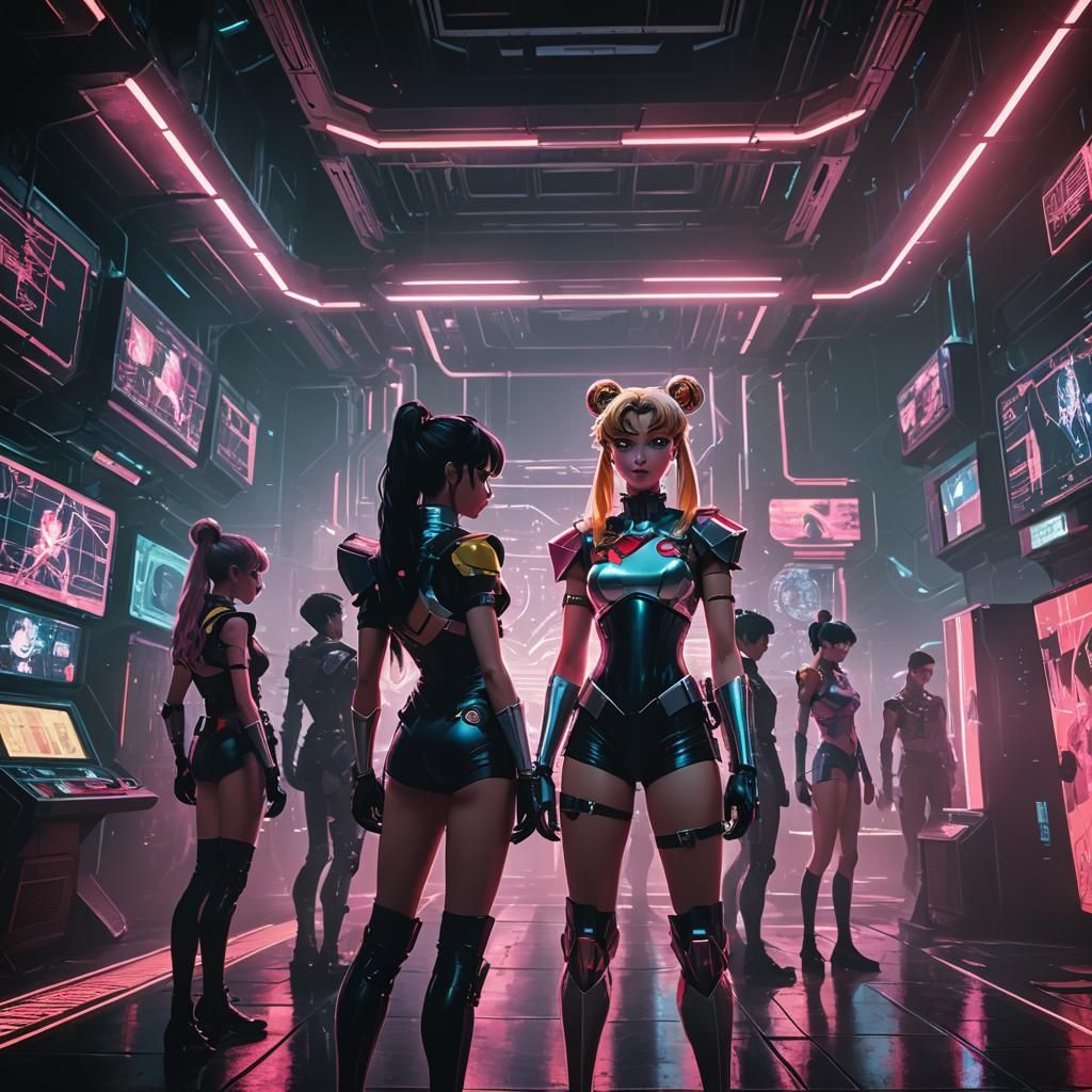 Sailor Moon and Rebels in Cyberpunk Lair