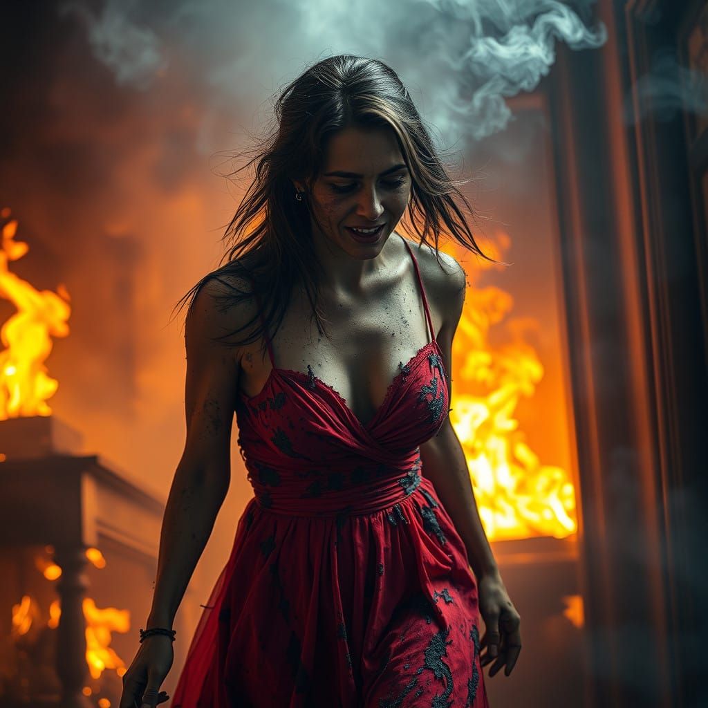 Beauty Amidst Inferno, Hyperrealistic Art