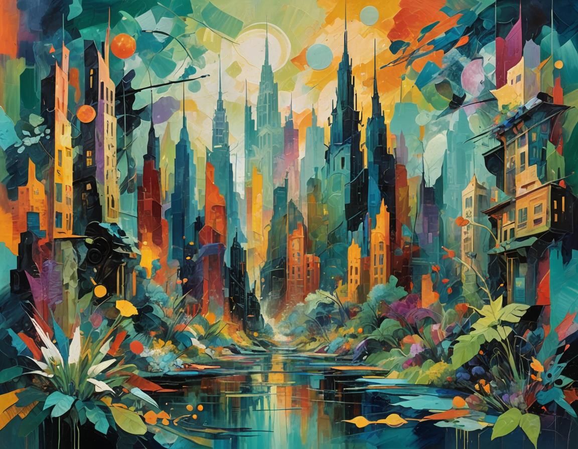 Dreaming City: Surreal Impressionistic Collage in Abstract E...