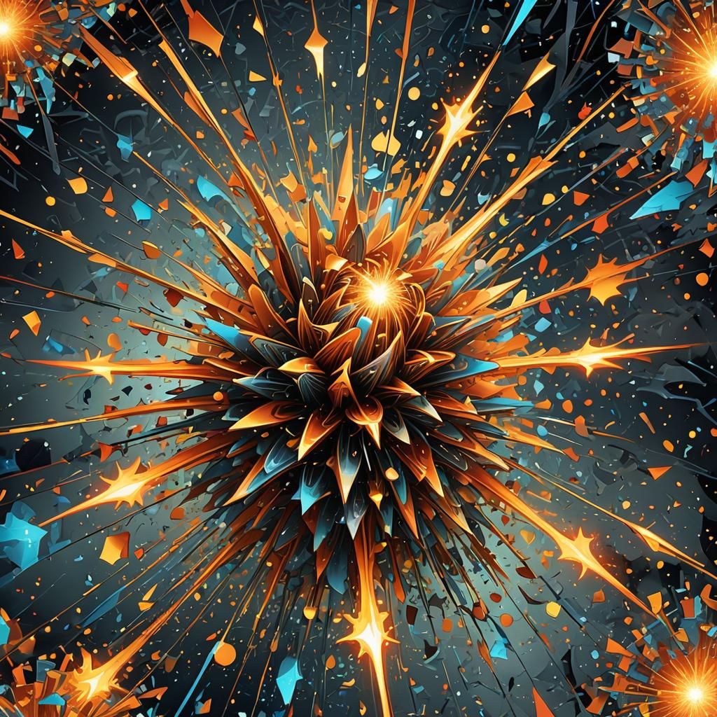 Abstract Fractal Explosion of Wishes in Iron