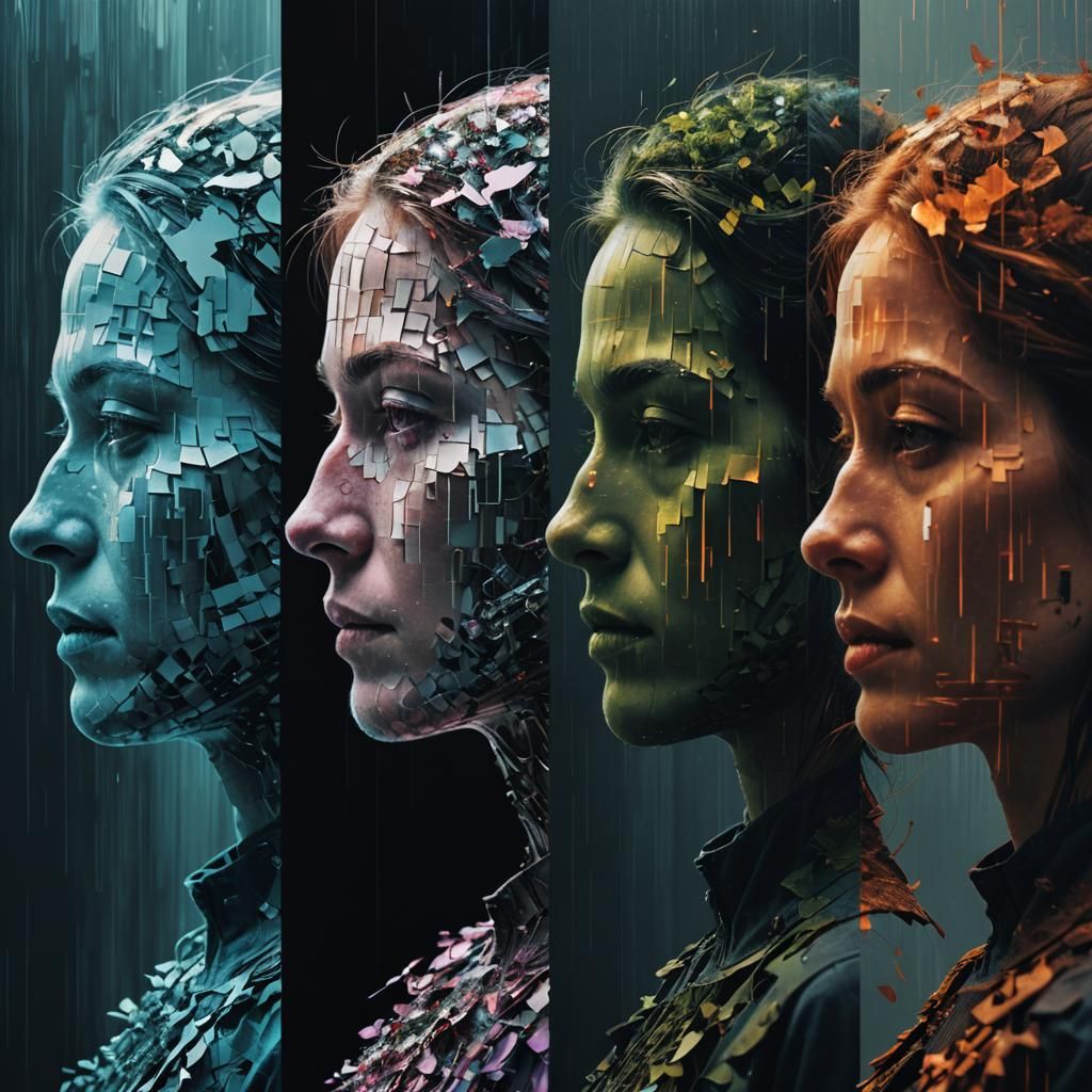 Glitchcore Silhouettes: A Seasonal Surreal Portrait