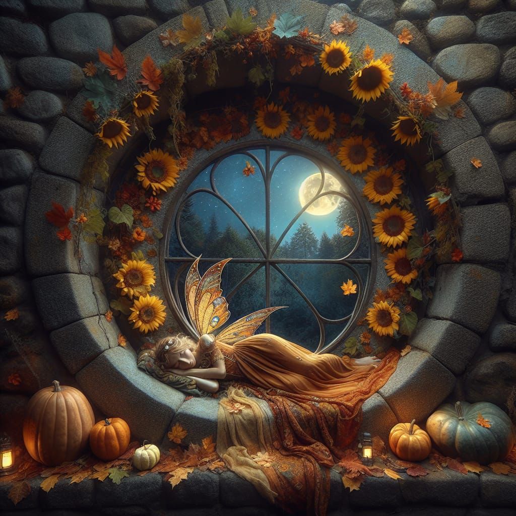Enchanted Fairy Hibernation in Moonlit Forest
