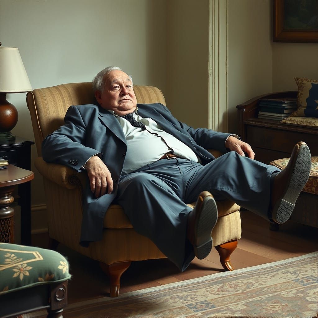 Elderly Gentleman in Comfortable Repose