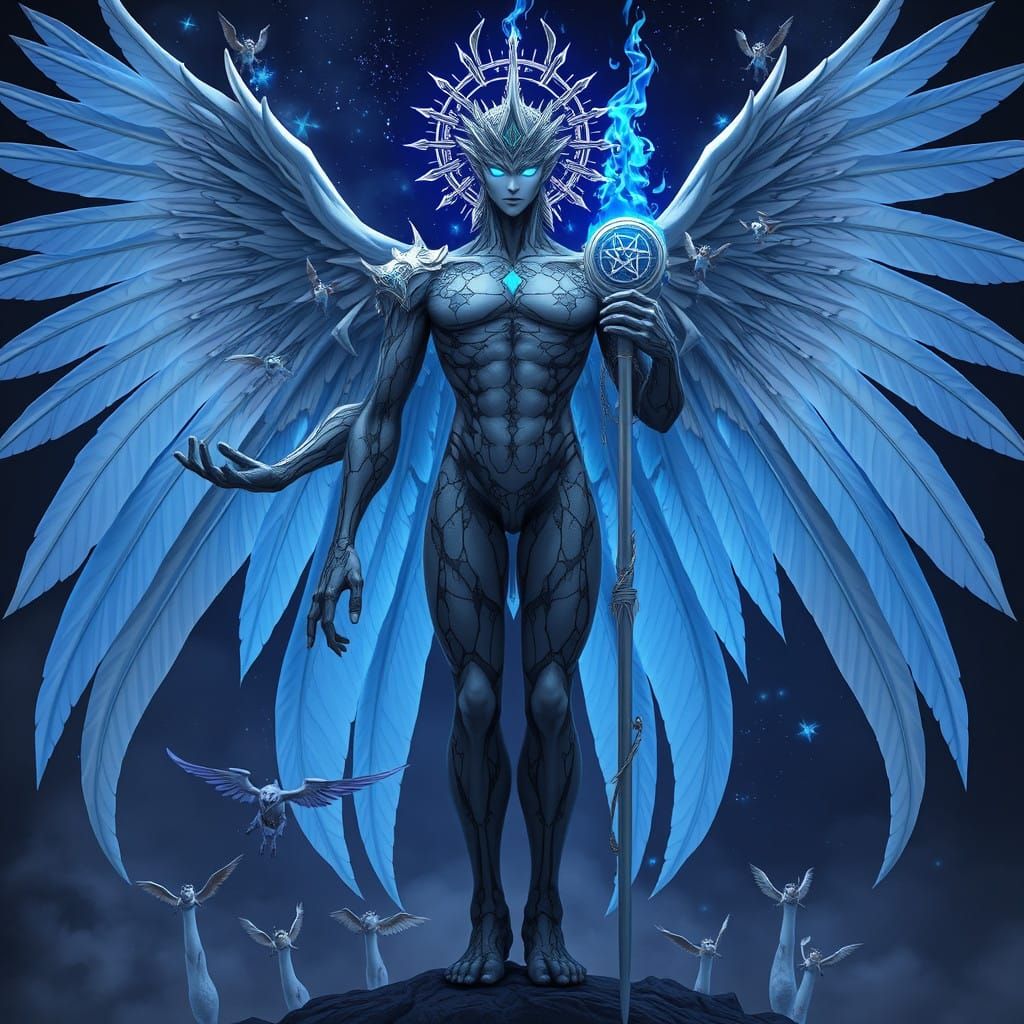 Cyberpunk Titan Angel with Heavenly Map Skin and Flaming Cro...