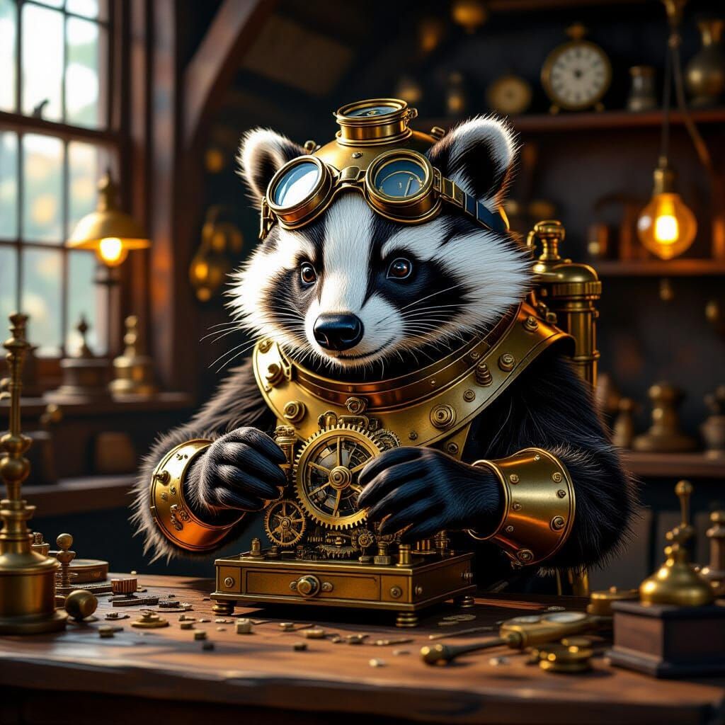 Anthropomorphic Badger Crafts Clockwork Device in Victorian ...