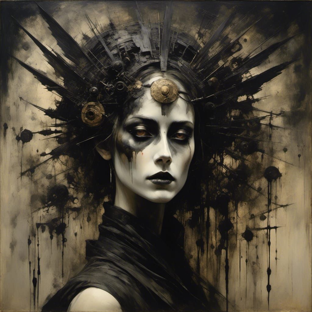 Asian Android in Mixed Artistic Styles