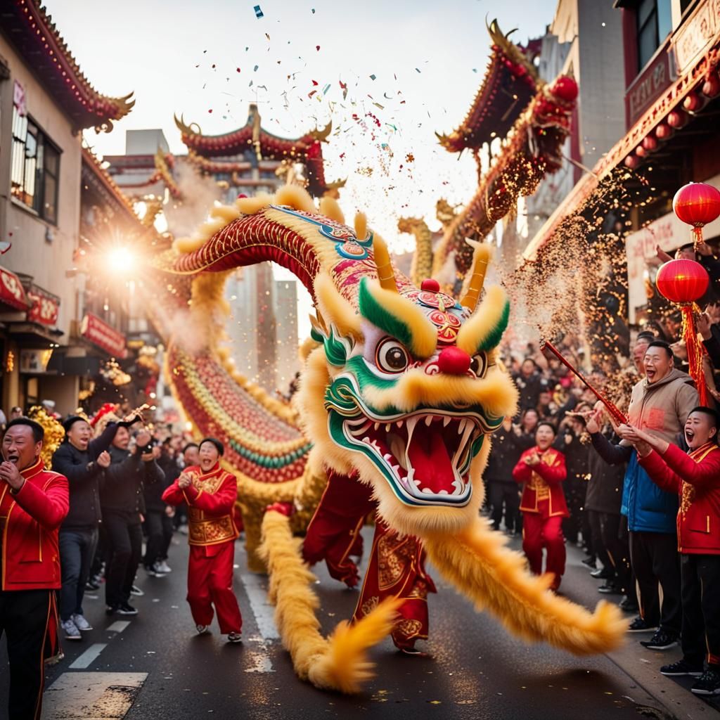 Chinese Dragon Dance Celebrates Lunar New Year