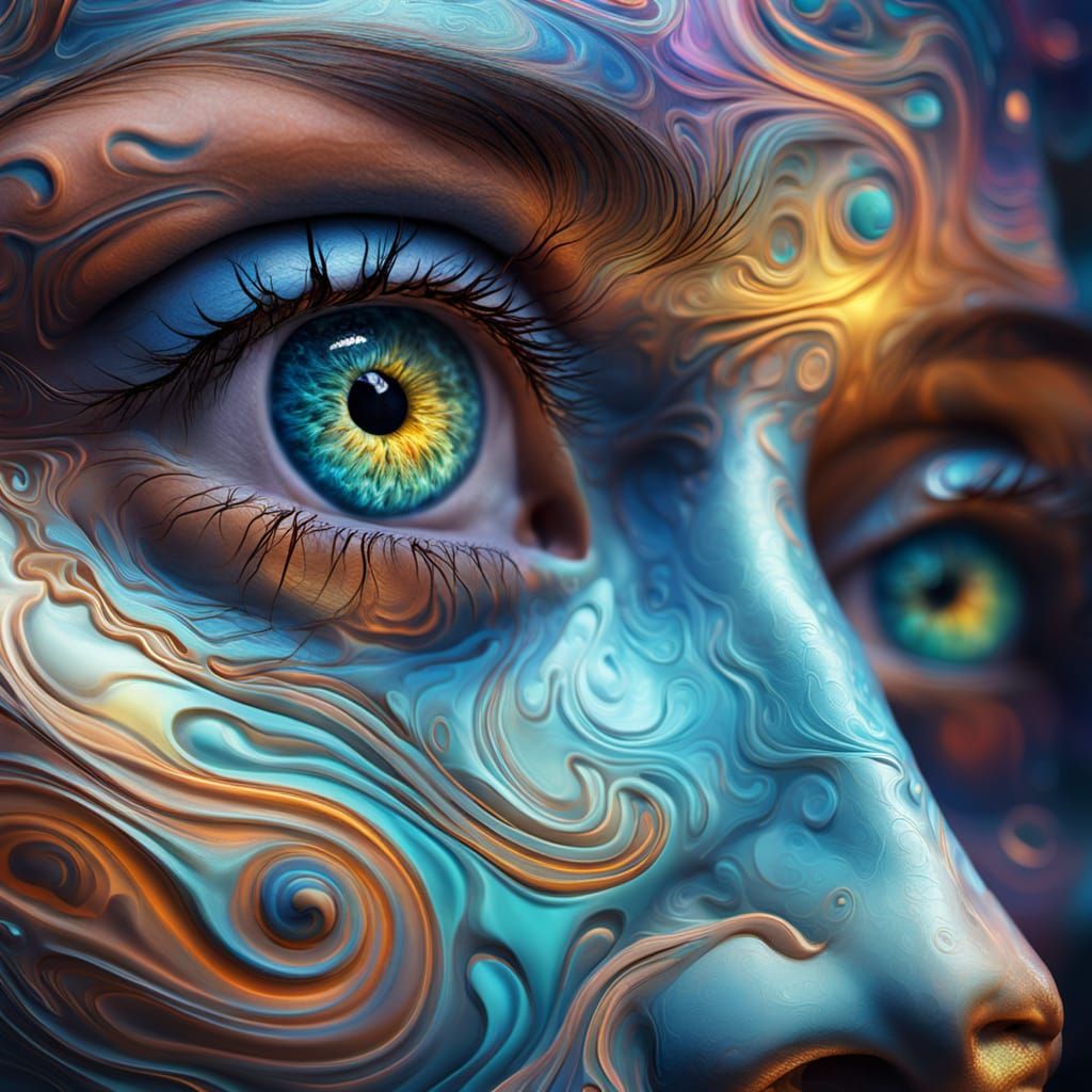 Dreamlike Portrait in Vibrant Surreal Style