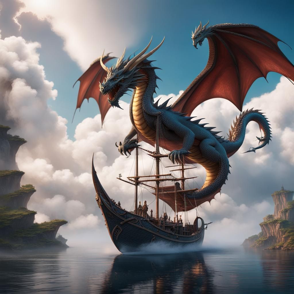 Dragon Guardian Sailing in the Clouds