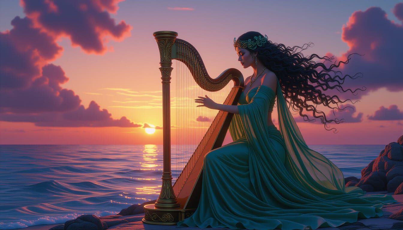 Medusa's Sunset Serenade: An Unreal Engine 5 Scene