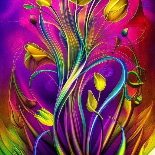 Cosmic Tulips: Starry Floral Fantasy Art