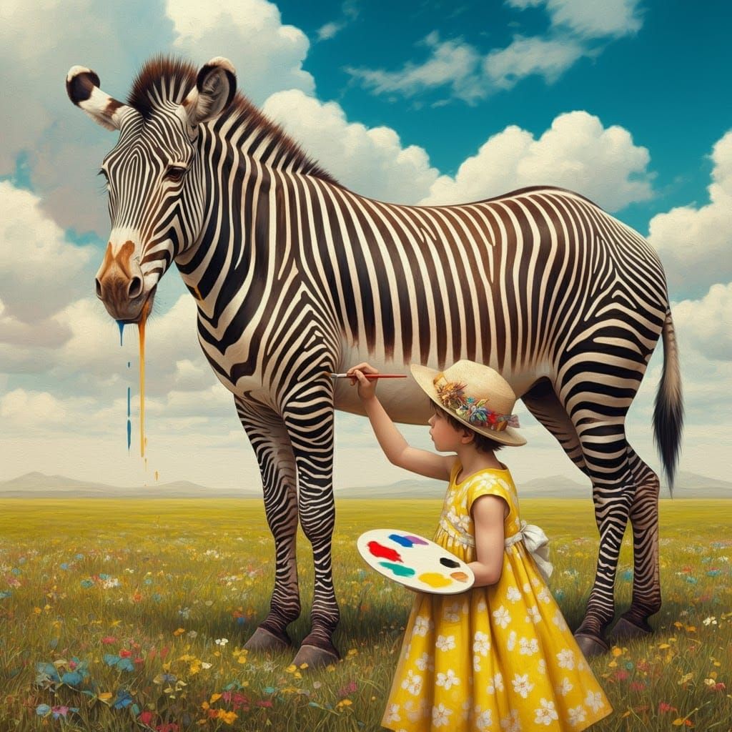 Boy Paints Zebra: A Pop Surrealist Fantasy
