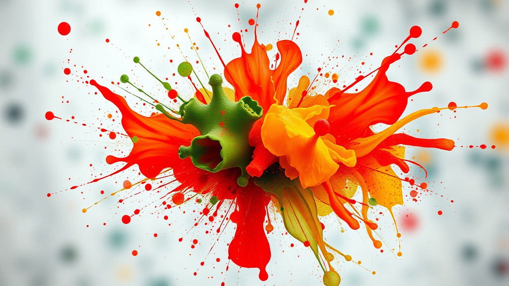 Abstract Splash in Red, Green, and Yellow Hues