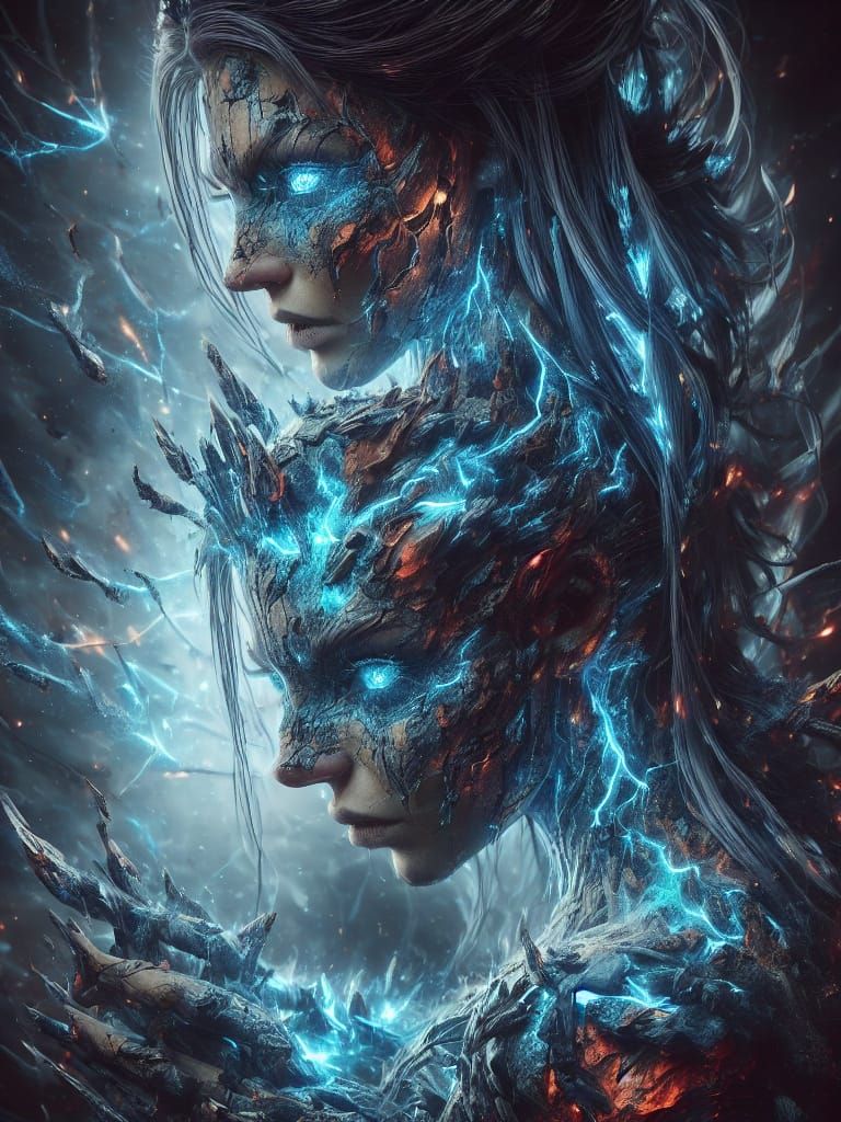 Fractureborn: Hyper-Realistic Fantasy Portrait of a Dual-Sou...