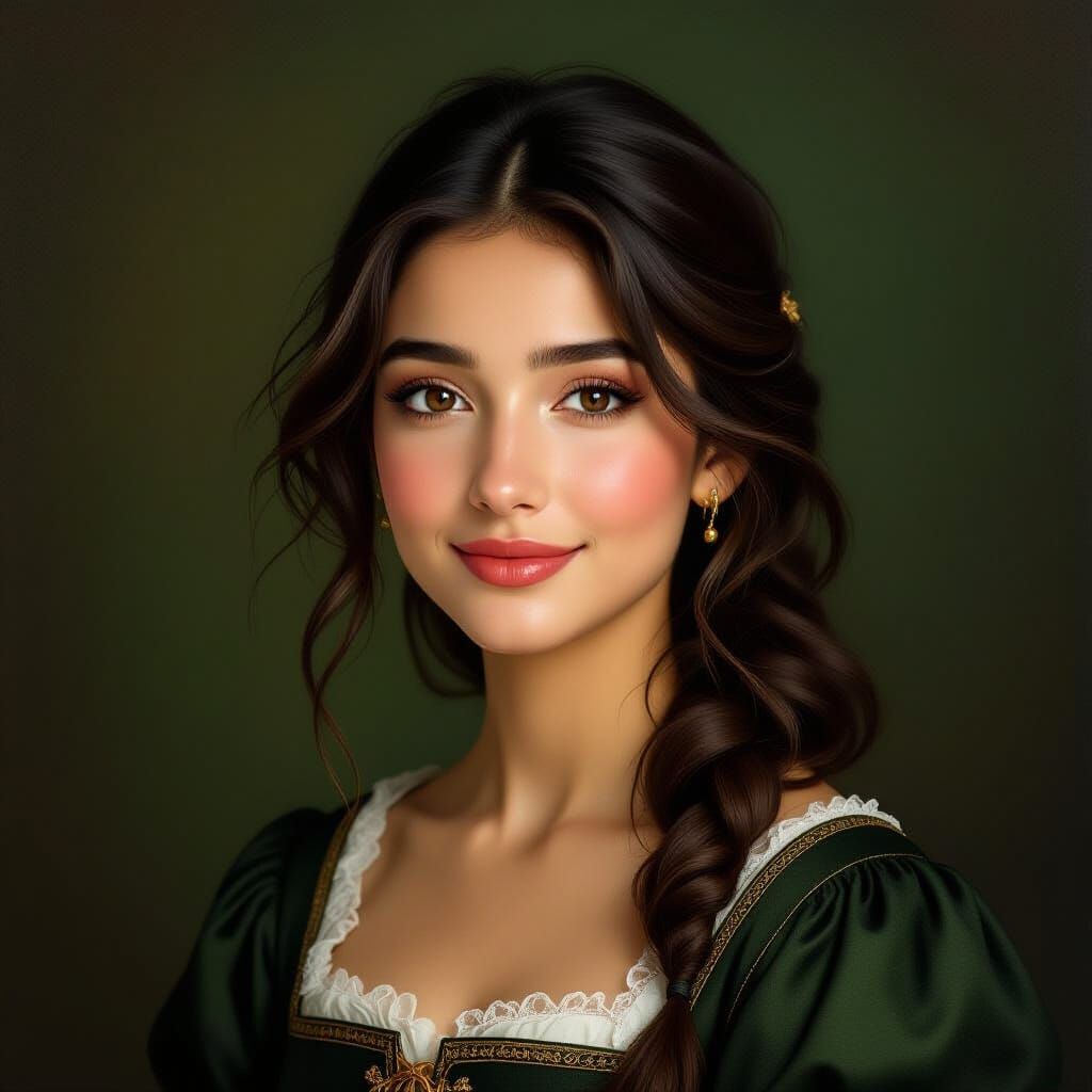 Renaissance Portrait of Yasmena with Gentle Smile