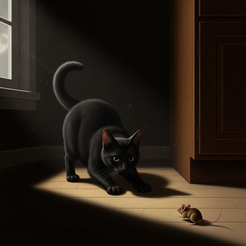 Cat laying in wait for the mouse