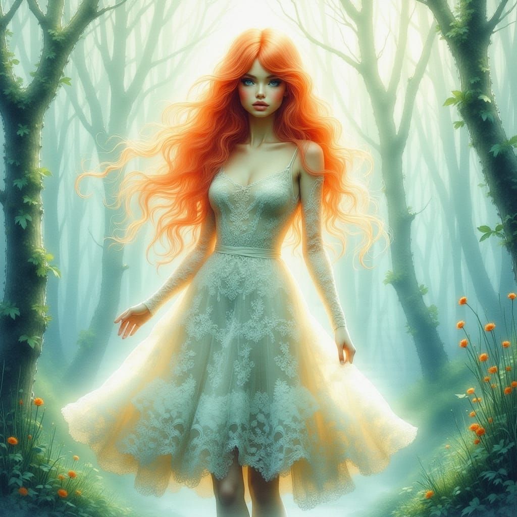 Ethereal Pullip Doll in Whimsical Acrylic Digital Art