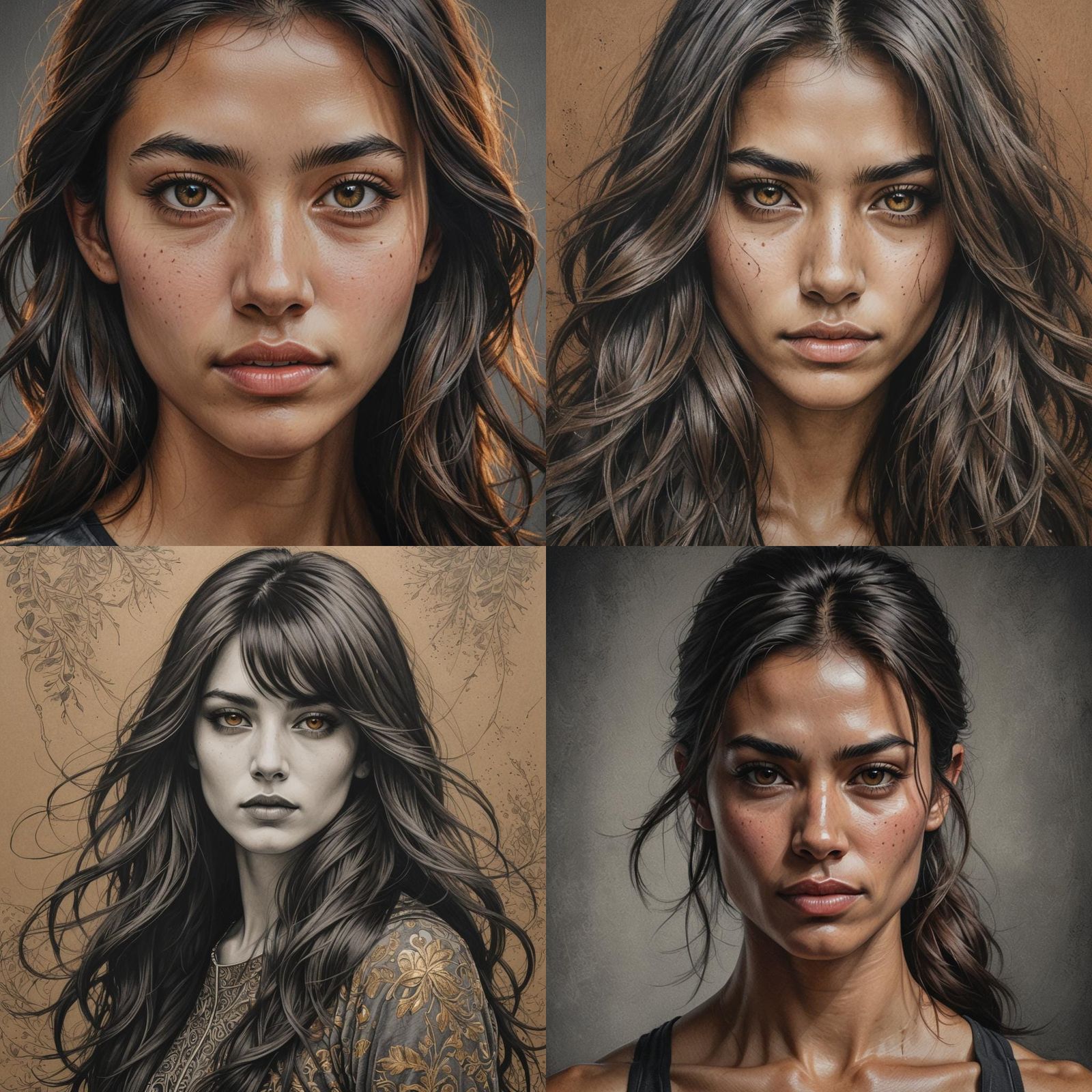 Hyperdetailed Charcoal Drawing of a Graceful Girl