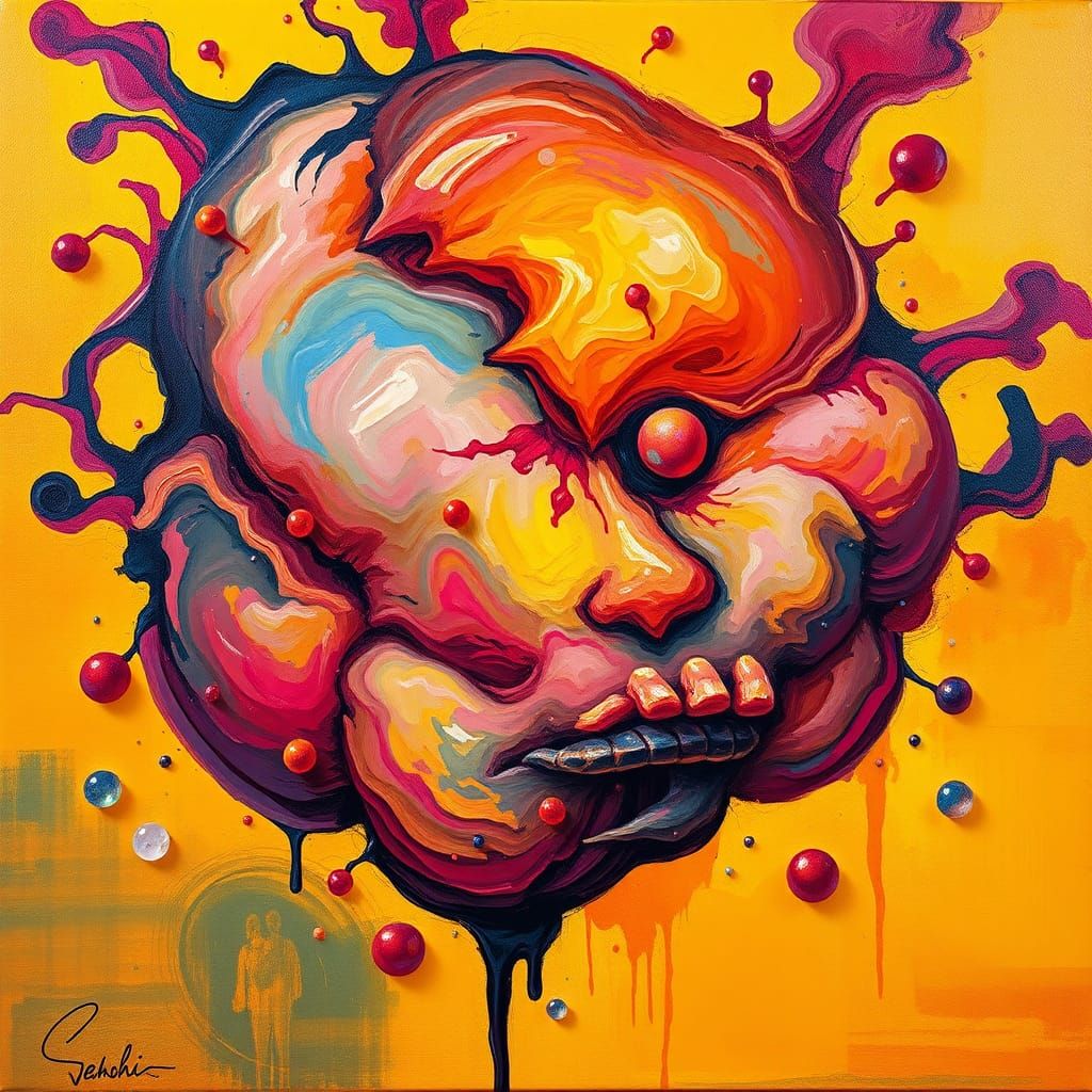 Abstract Blob Portrait in Dreamlike Style