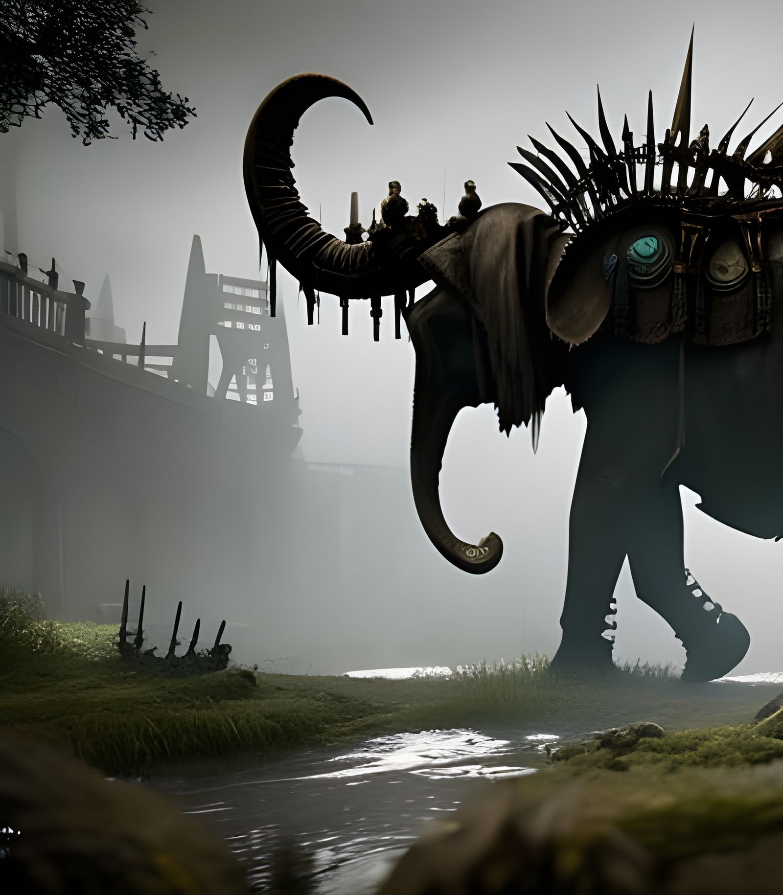 Elephant Skeleton Masterpiece in Dark Fantasy Style