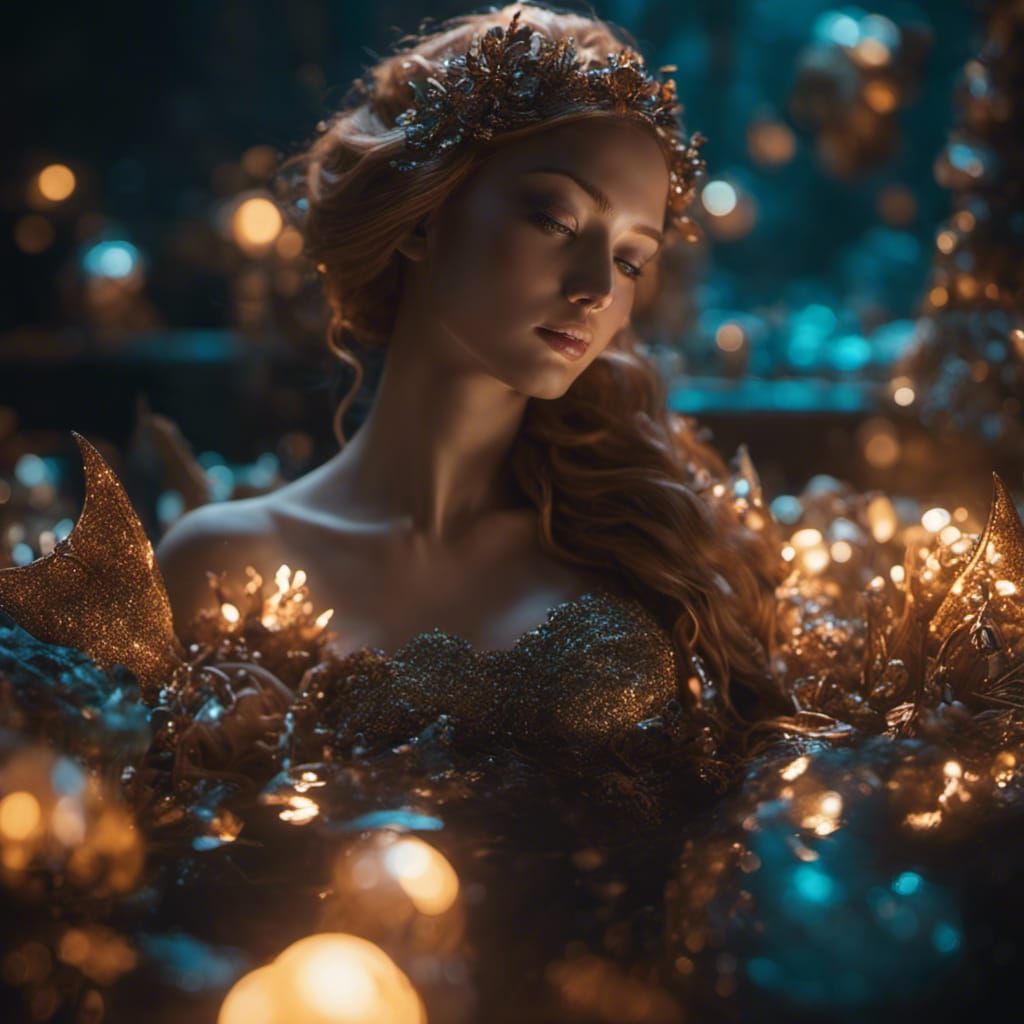 Glittering Mermaid in Hyperrealistic Photographic Style