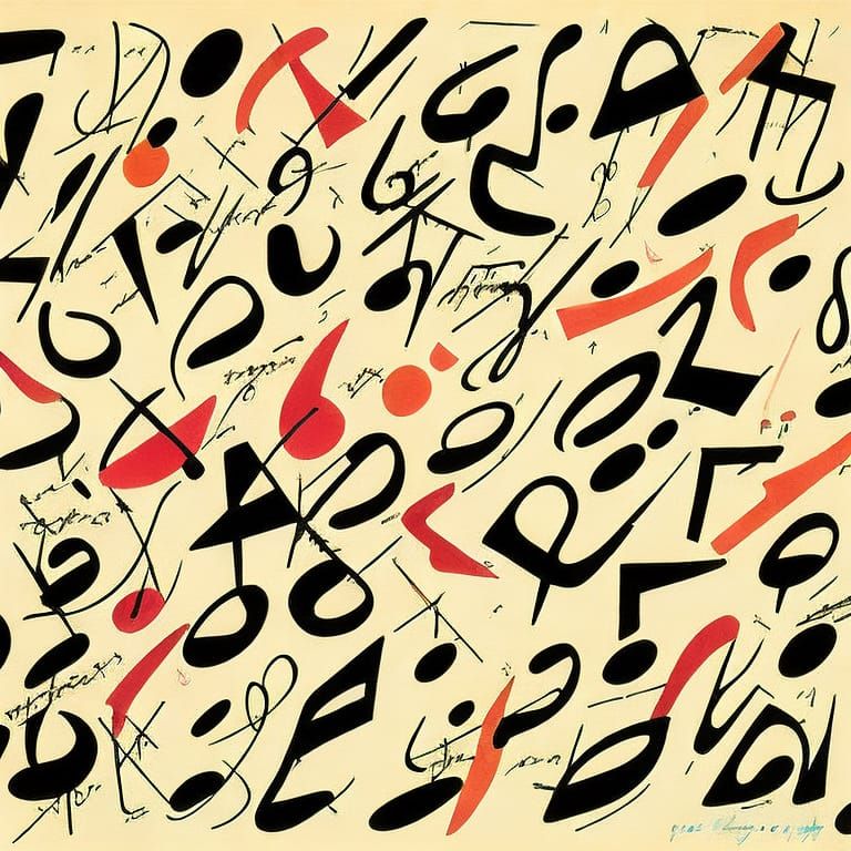 Elegant Calligraphic Music Symbols in Ink