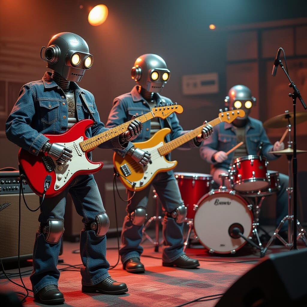 Robot Blues Band in Nostalgic Cyberpunk Style