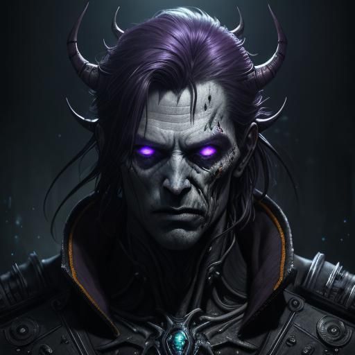 fantasy dark art cyborg portrait double exposure vampire ali...