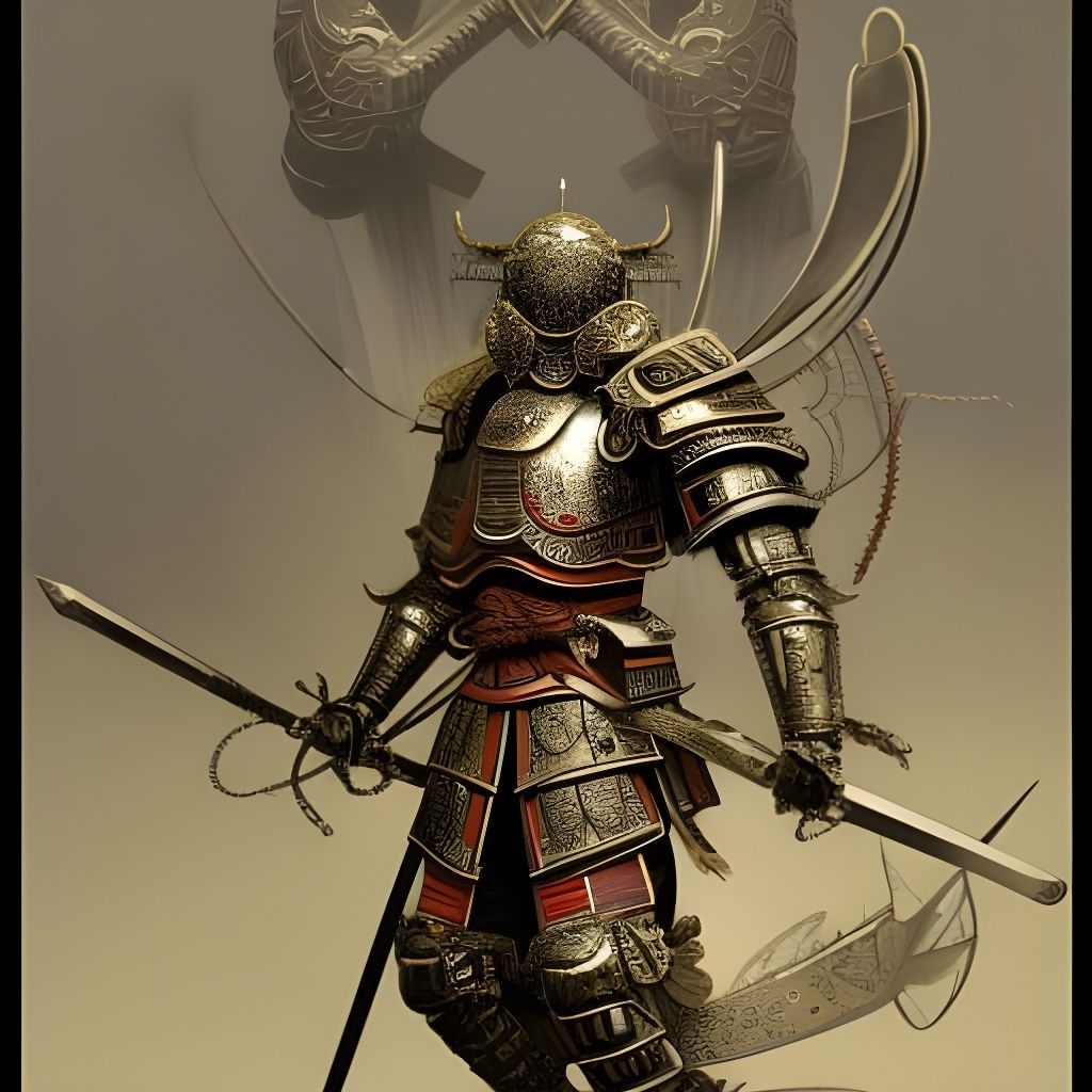 Ornate Armored Samurai in Art Nouveau Rococo Style