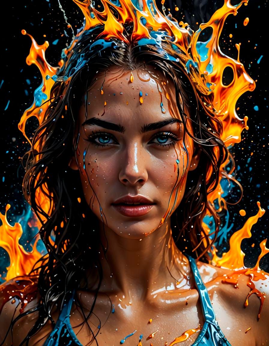 Line Art Tee-Shirt Design with Splashes