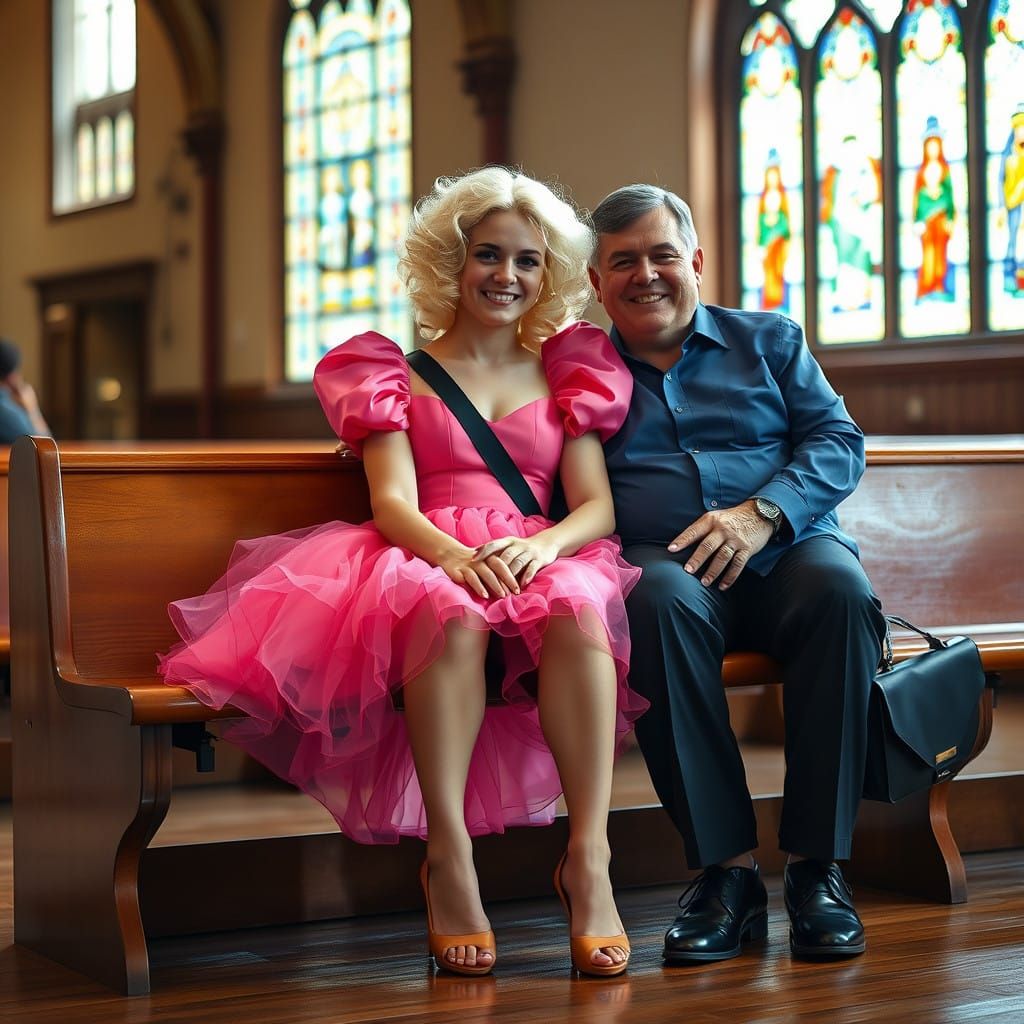 Sensual Young Man in Elegant Homecoming Dress with Prideful...