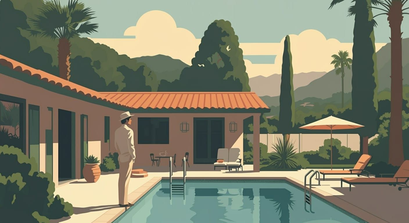 Vintage Poster of Man at California Villa