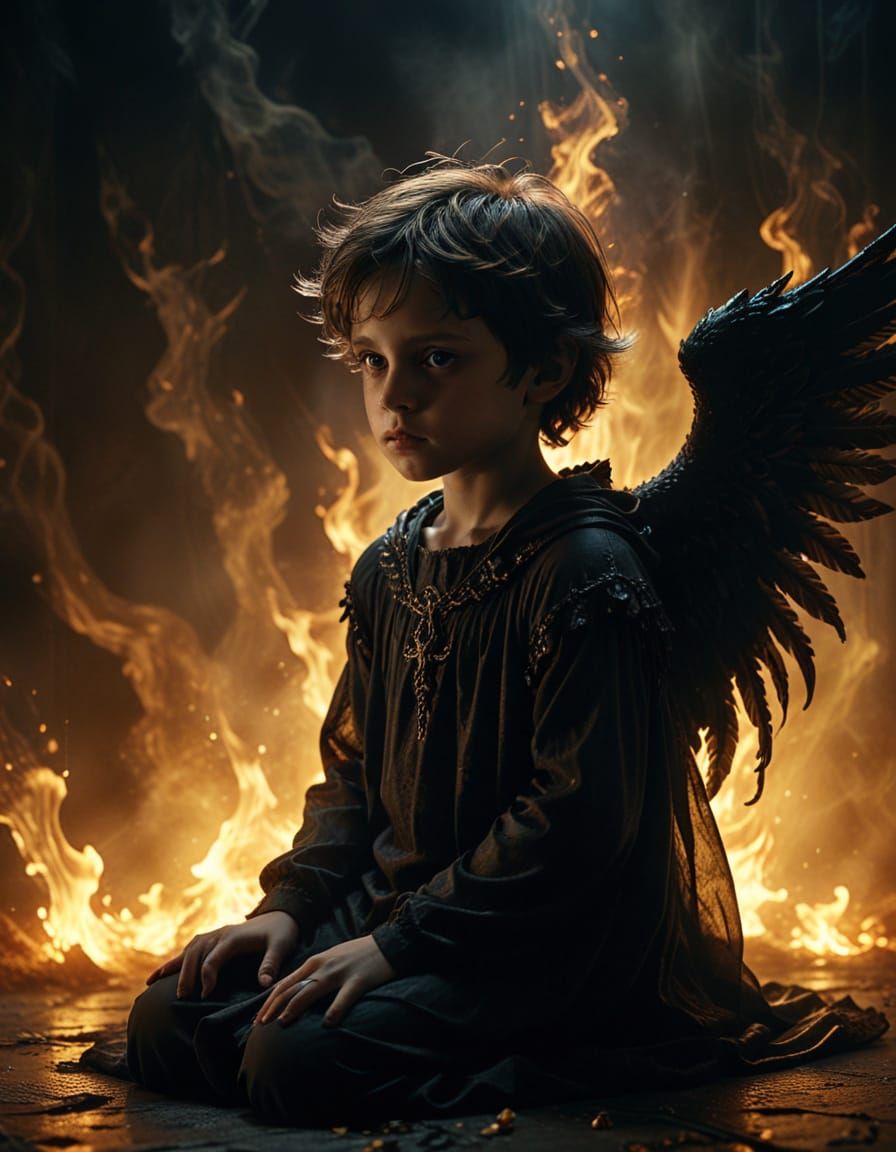 Solemn Angel Guides Souls Beyond the Veil in Dark Fantasy