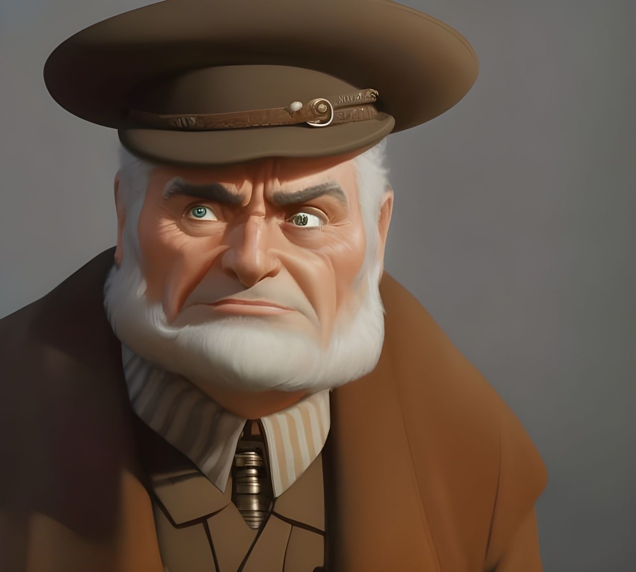 Vintage Cartoon Portrait of French Postman