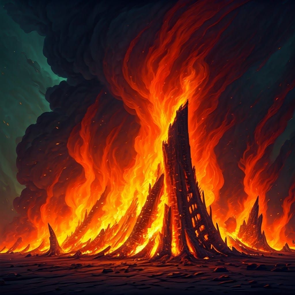Inferno: A Blazing Fire in Dark Surrealism