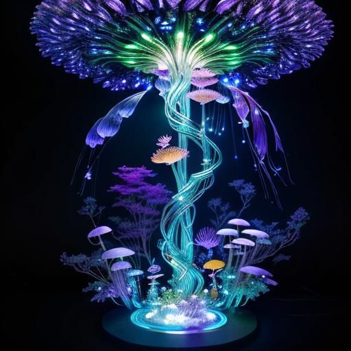 Biopunk Cyborg Fox Goddesses in Neon Laboratory