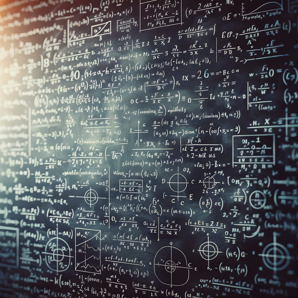 Chalkboard Filled With Complex Words and Math Functions
