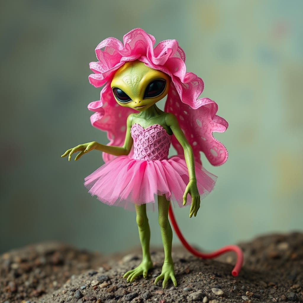 Alien in Pink Lace Tutu
