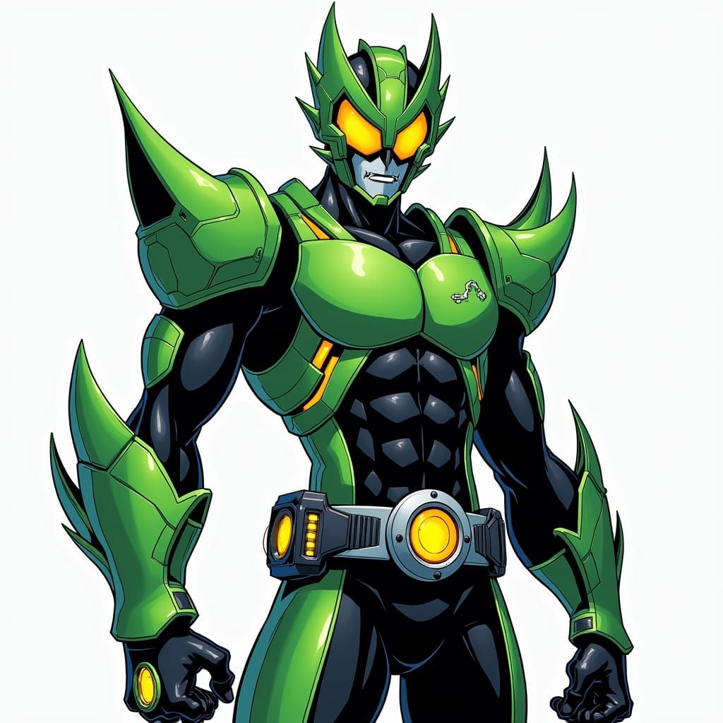 Futuristic Kamen Rider Blaster with Omnitrix-Inspired Armor