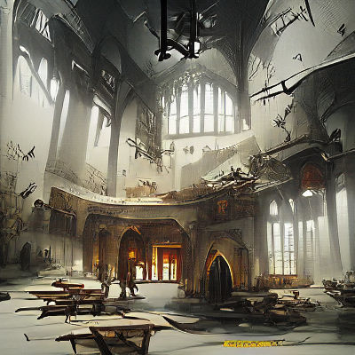 Grand Gothic Hall Interior Rendering
