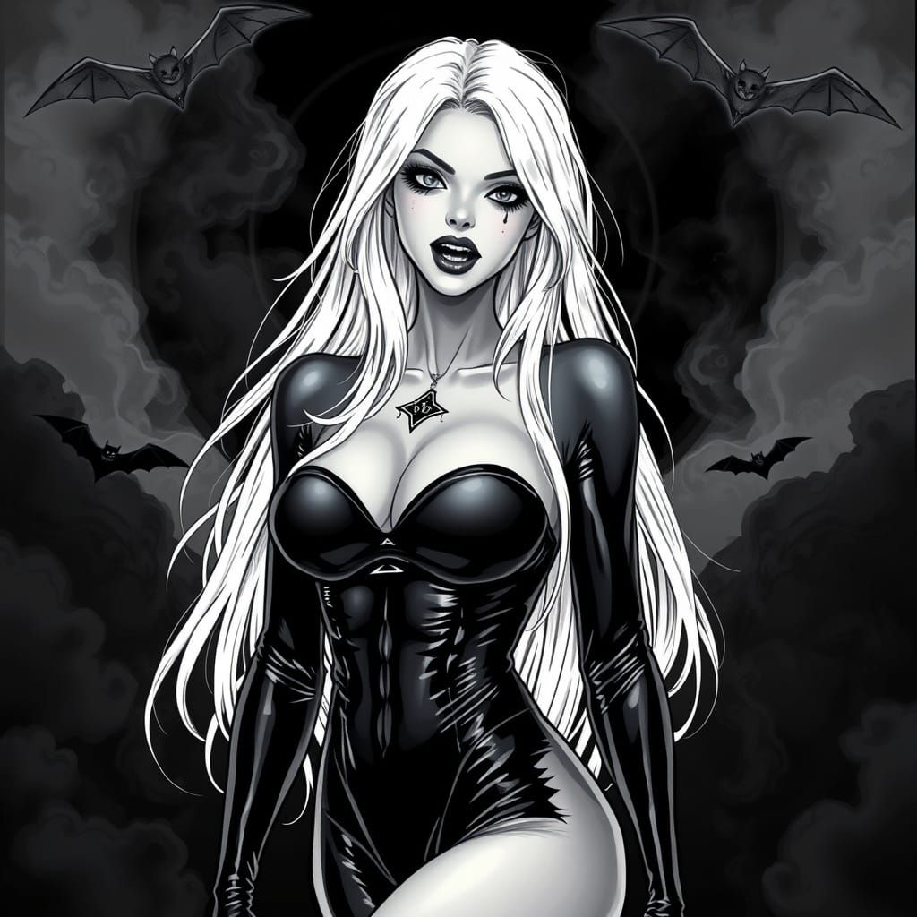 Ethereal Vampire Goddess in Dark Arts Regalia